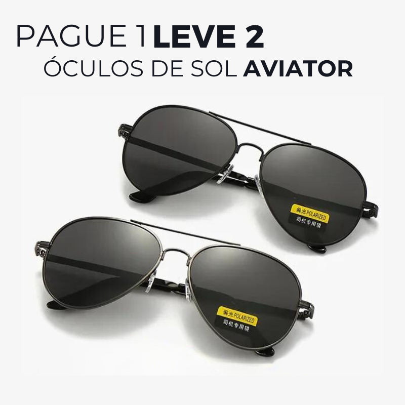 Pague 1 Leve 2 | Óculos de sol Aviator - Frete Grátis