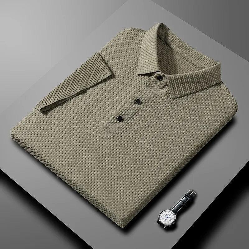 Camisa Polo Seda Gelo Elegante [ Não Amassa] + Relogio de Brinde