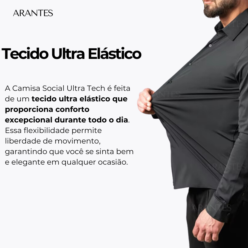 Camisa Elastech Social Anti Amassados + Brinde Relogio Social